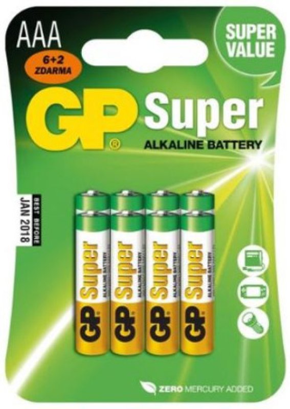 Baterie GP Super AAA LR3 (6+2) / ks