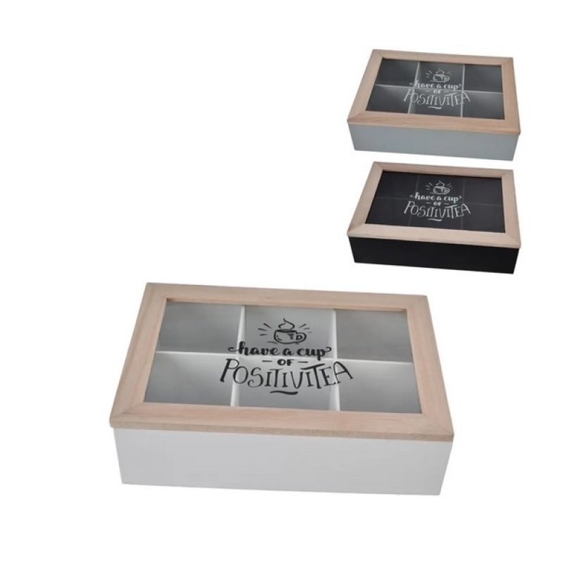 Box na čaj dřevo 24x17x7cm 3ASS