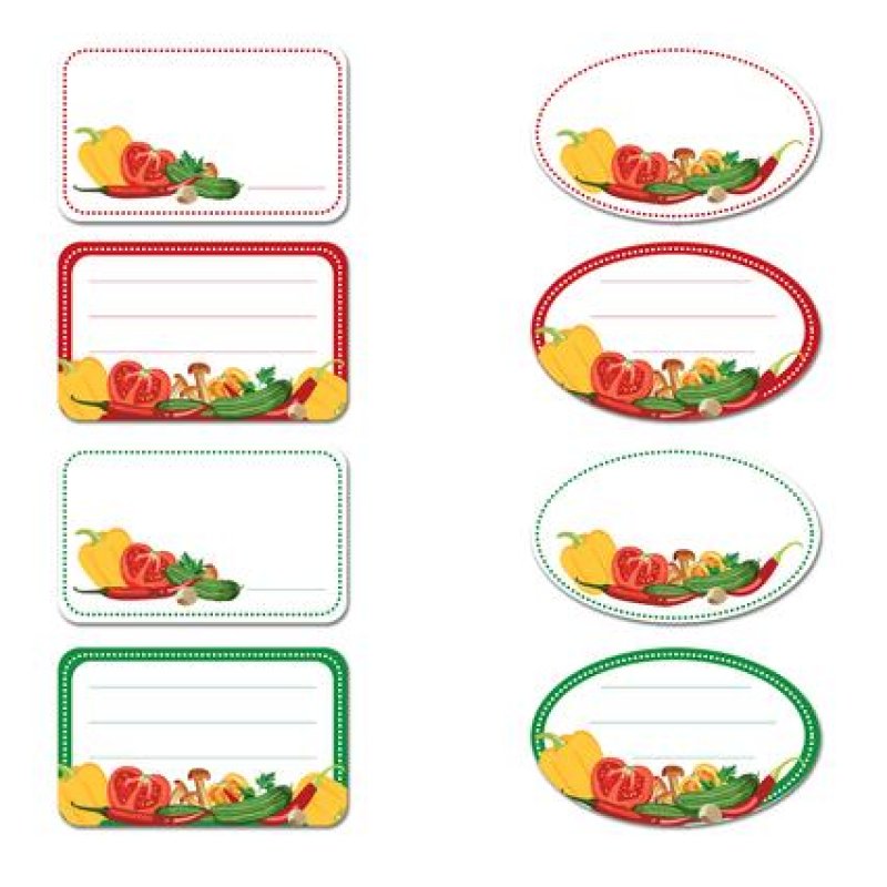 Nálepky na zavařovačky 96ks zelenina