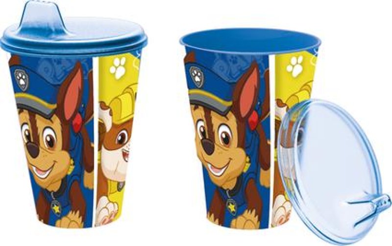 KELÍMEK S PÍTKEM PAW PATROL 430 ML, PLAST, MODRÁ
