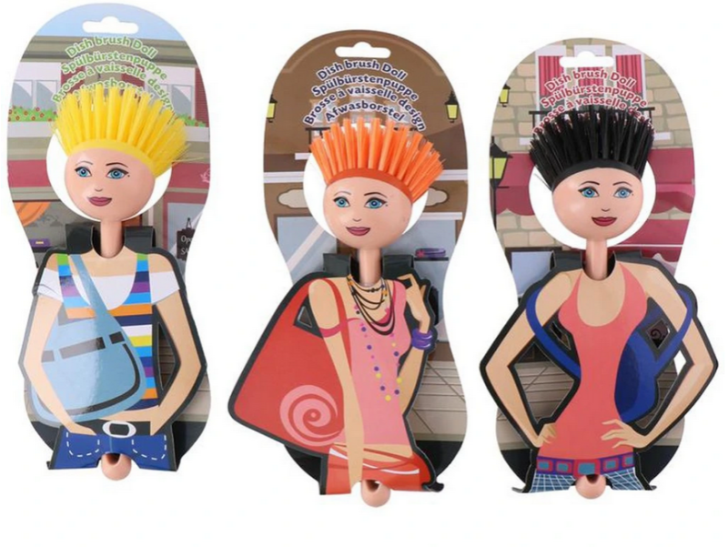 Kartáč na nádobí "panenka" 22,5cm 3ASS