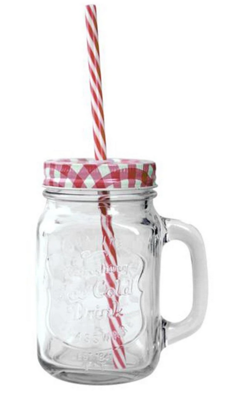 Sklenice se slámkou MASON 450ml