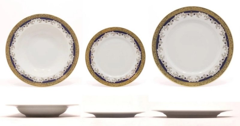 Sada talířů JANA 18d KOBALT+ZLATO, 2.j.