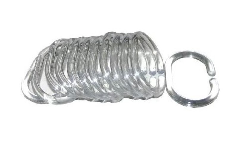 Kroužky na závěs do koupelny transparentní