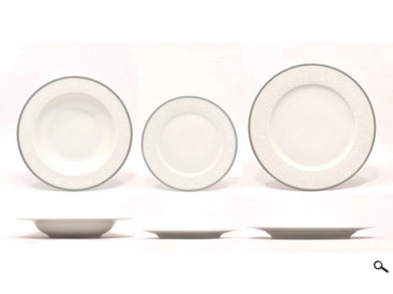 Sada talířů JANA 18d šedá krajka