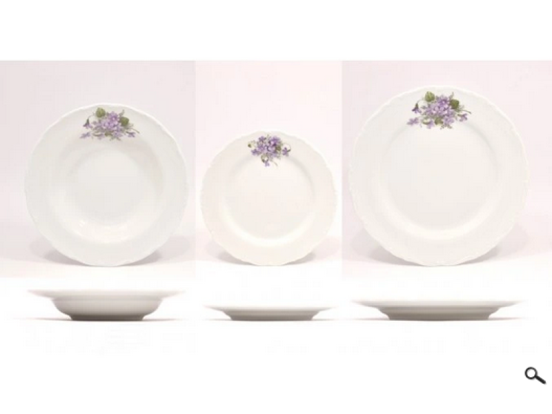 Sada talířů Ophelia 18d fialky 2.j.