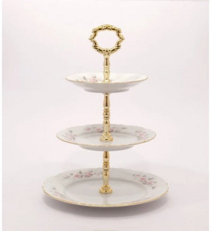 Patrový talíř 3D dekor růžičky zl.okraj