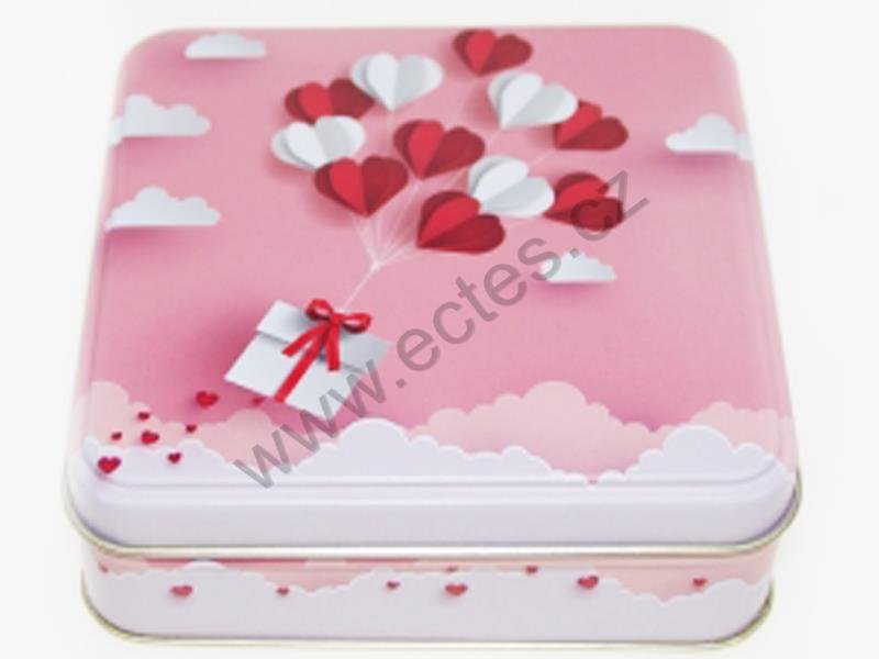 Plech.čtver.nízká AMOUR srdíčka a obláčky