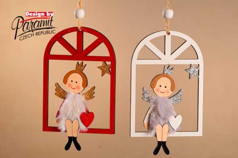 Dřevěný andílek 12cm mix