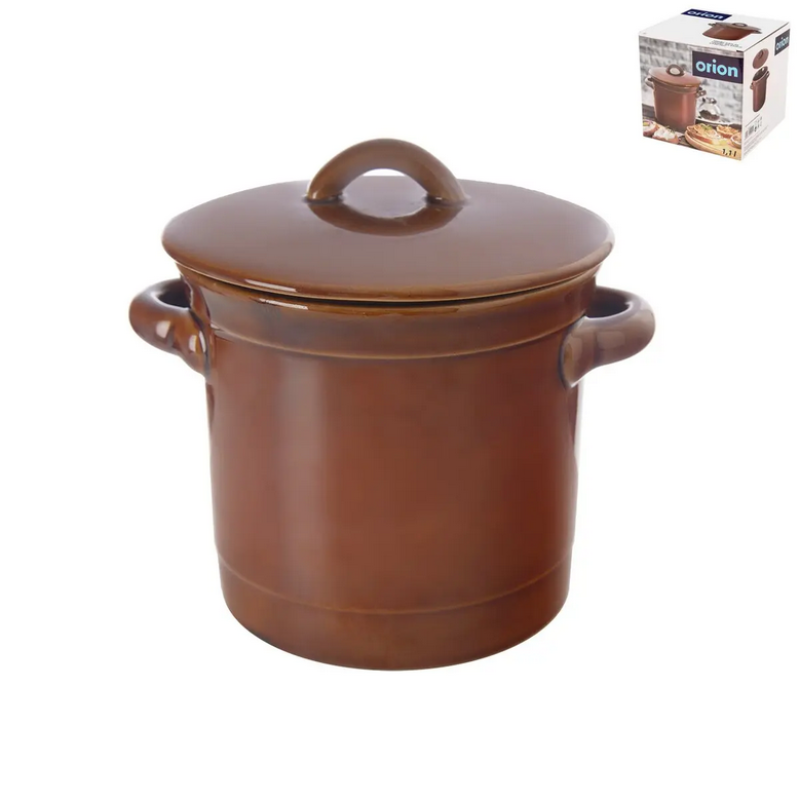 Hrnec ker. na sádlo+víko 1,1 l