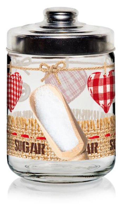 Dóza sklo plech.víko 800ml na cukr dekor