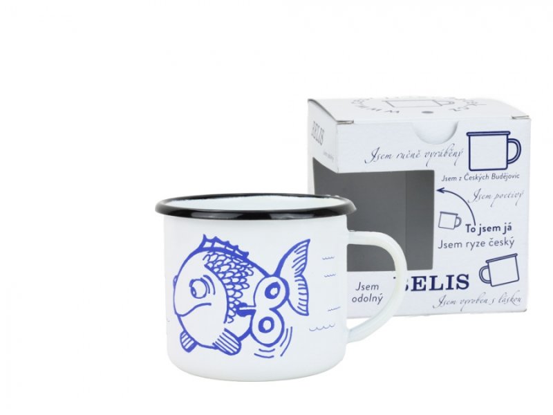 Hrnek smalt 8cm/0,35 rybář/rybka