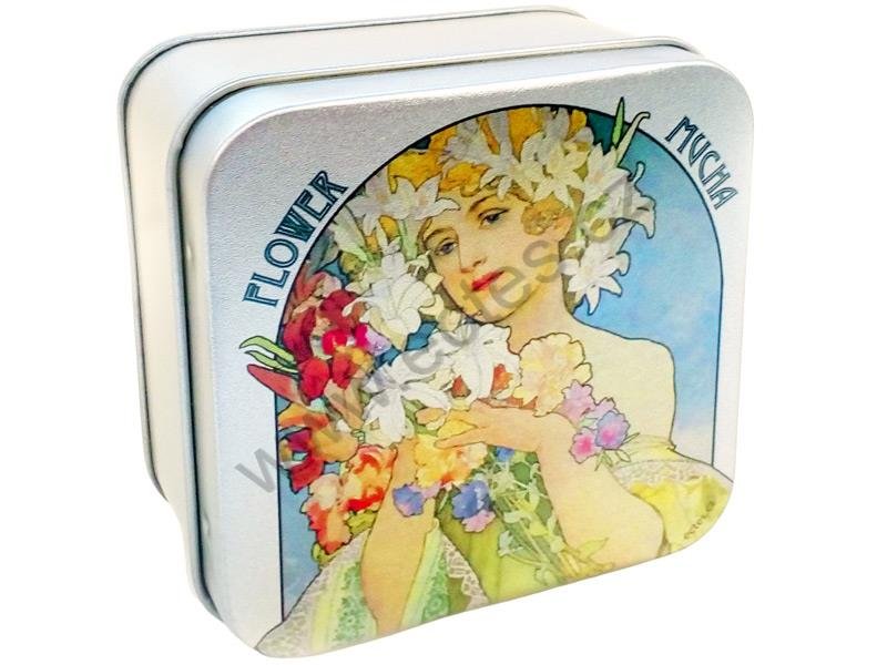 Plech.čtver.88x88mm Flower A.Mucha