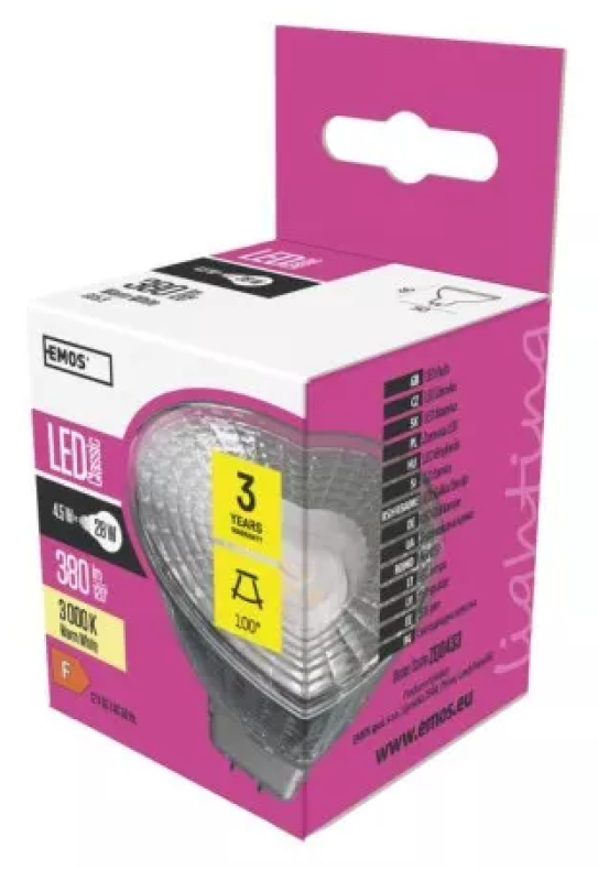 Žárovka LED MR16 4,5W GU5.3 WW