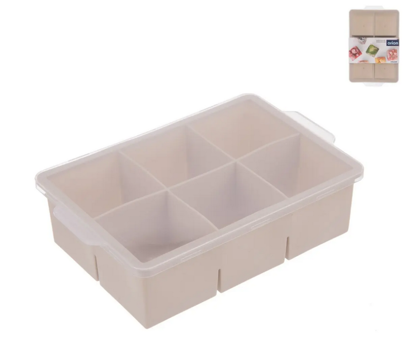 Forma na led s víčkem 6 kostek kávová