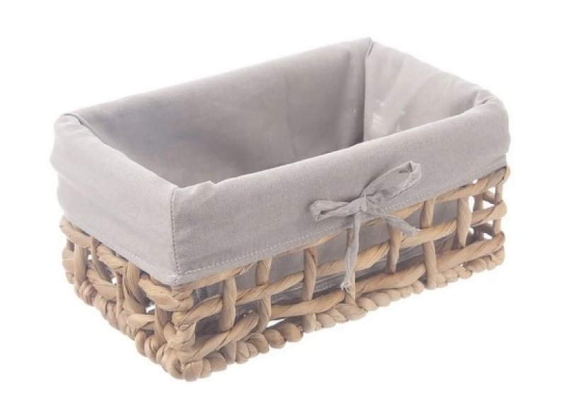 Košík vodní hyacint+textil 27x17x13cm