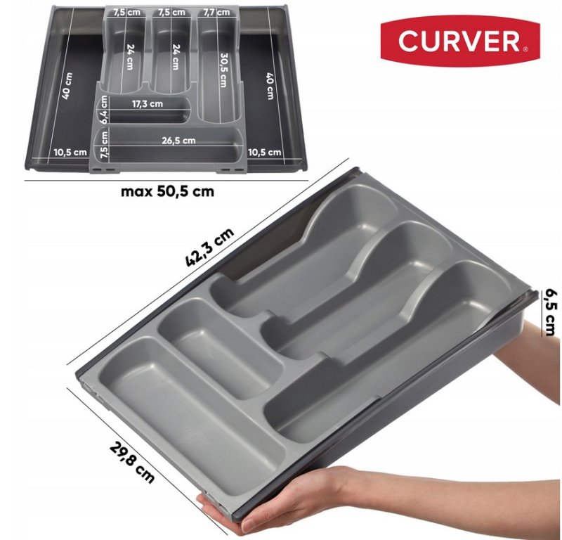 Příborník šedo-černý posuvný 30x42x6,4cm