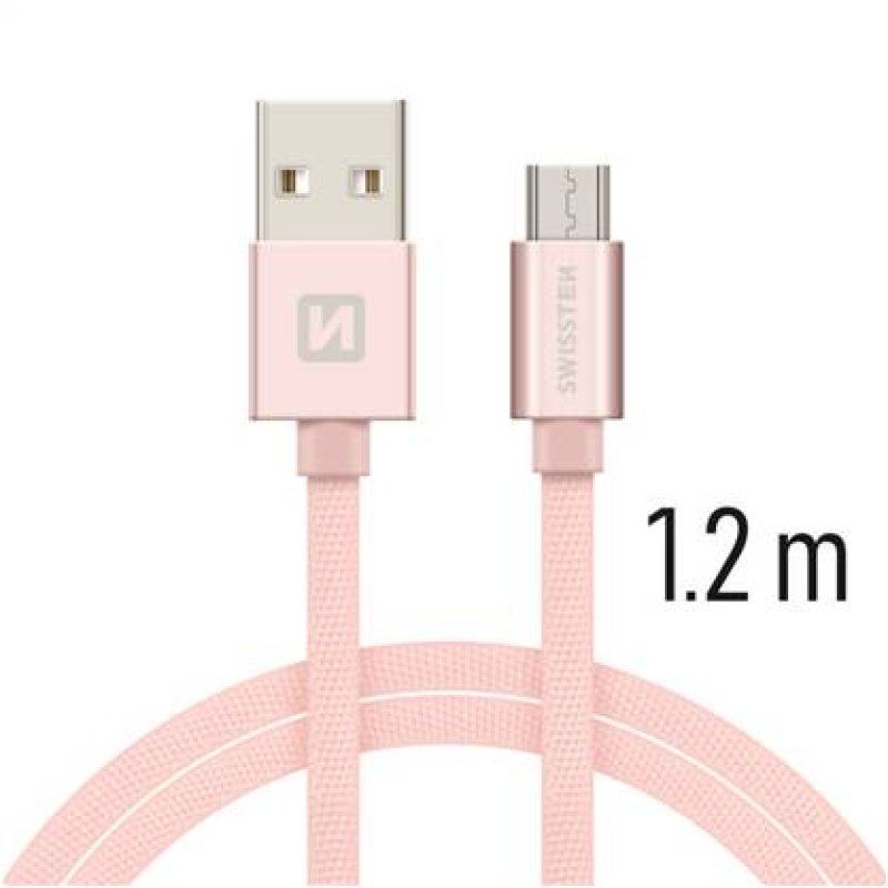 Kabel USB-microUSB 1.2m růžová