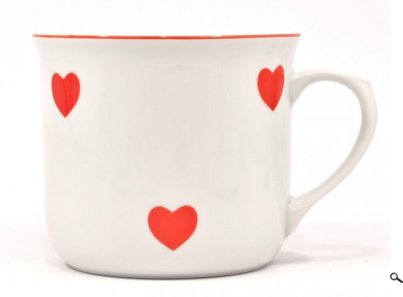 Hrnek vařák 0,65 srdce červené