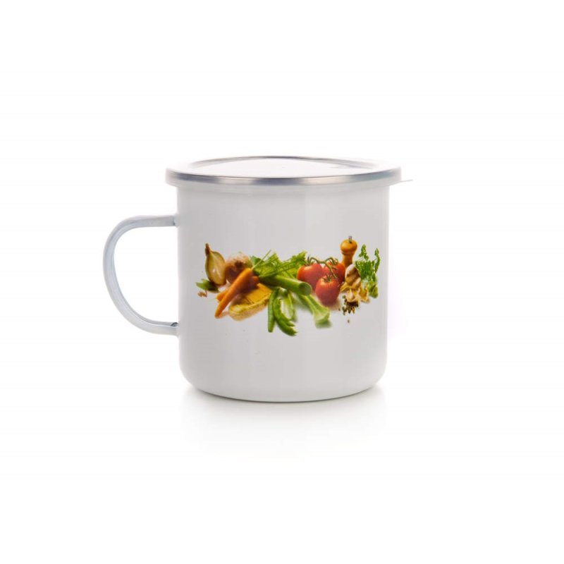 Hrnek smalt 0,7L+víčko VEG.