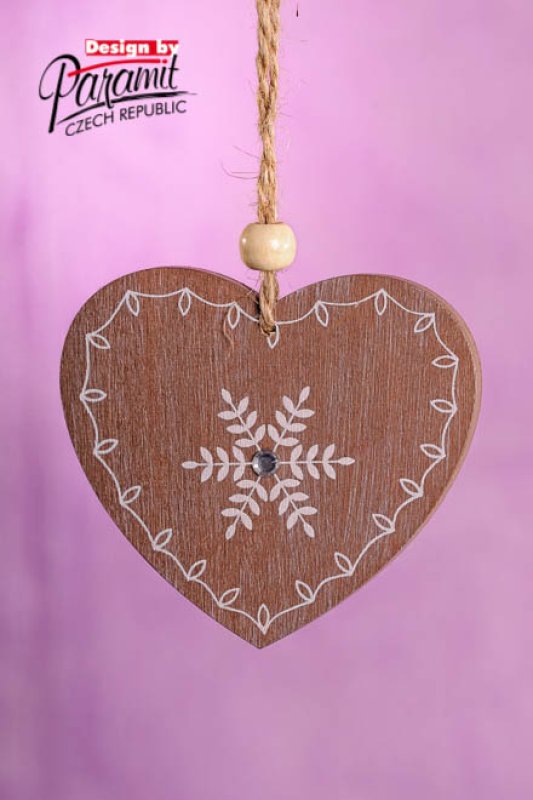 Dřevěné srdíčko s potiskem hnědé
