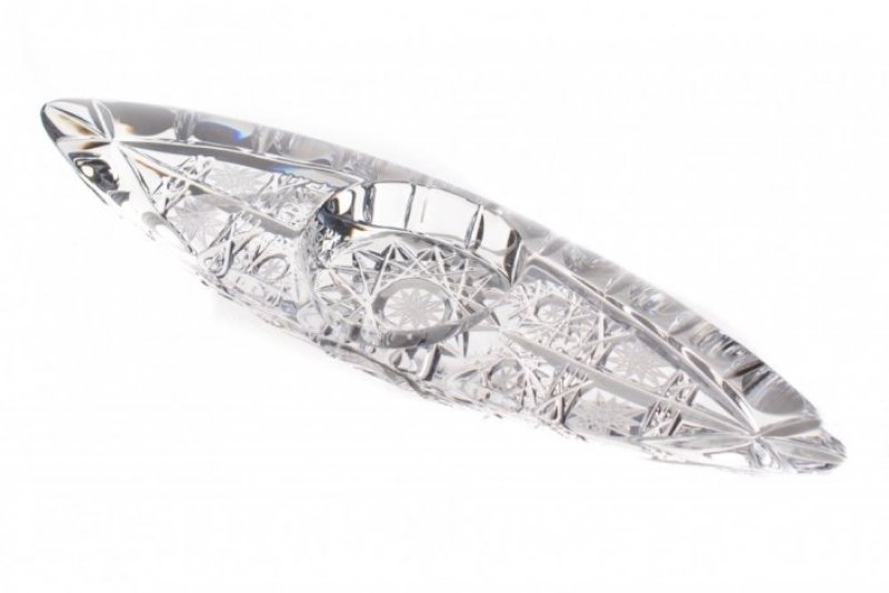 Broušený svícen lodička, Royal Crystal, 23 cm
