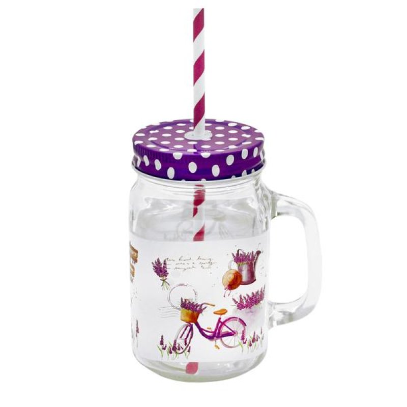 Sklenice se slámkou LAVANDE 450ml