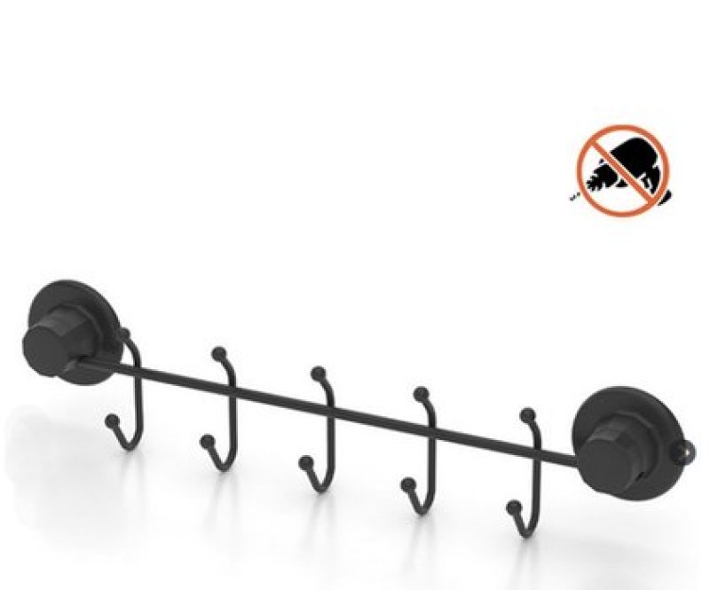 Věšák koup.černý 45cm bez vrtání