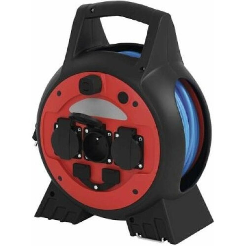 Počasí odolný prodluž. kabel na bubnu 20 m / 3 zásuvky / modrý / PVC / 230 V / 1,5 mm2