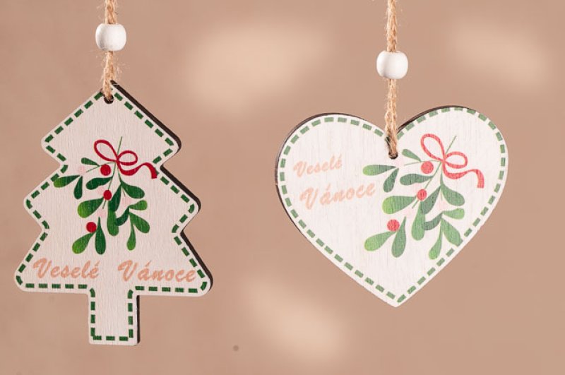 Dřevěné ozdoby 9cm mix