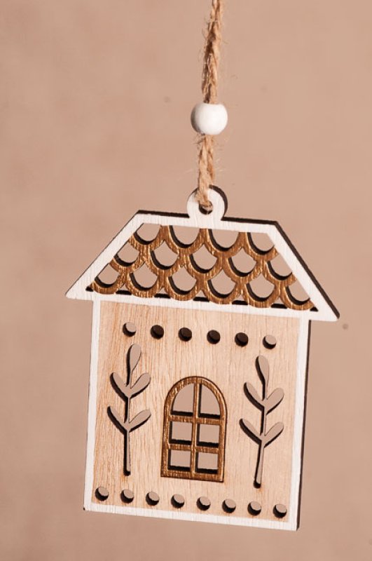 Dřevěný domek zlatý 10cm