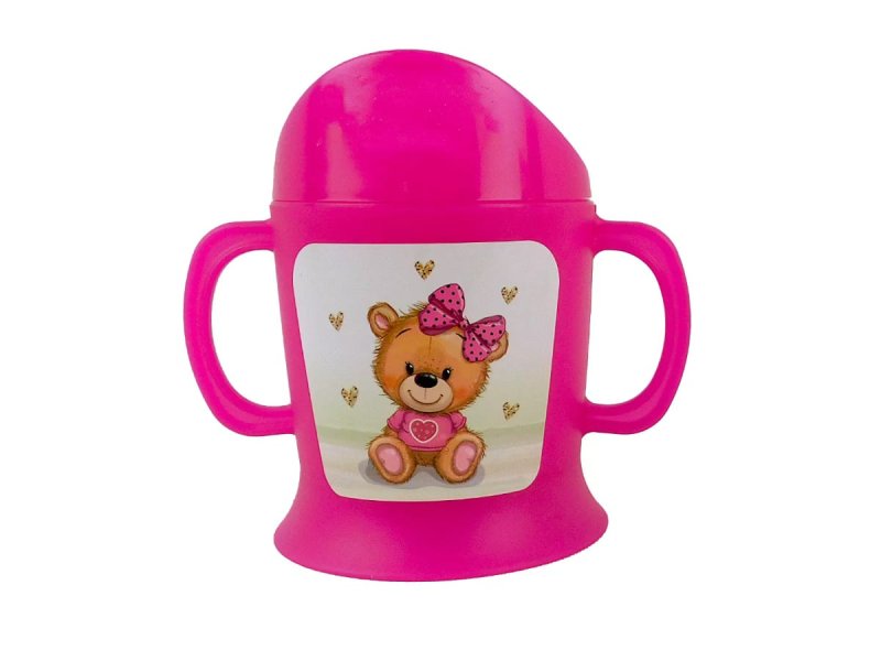 Hrníček kojen.MEDVÍDEK mašle,růžový