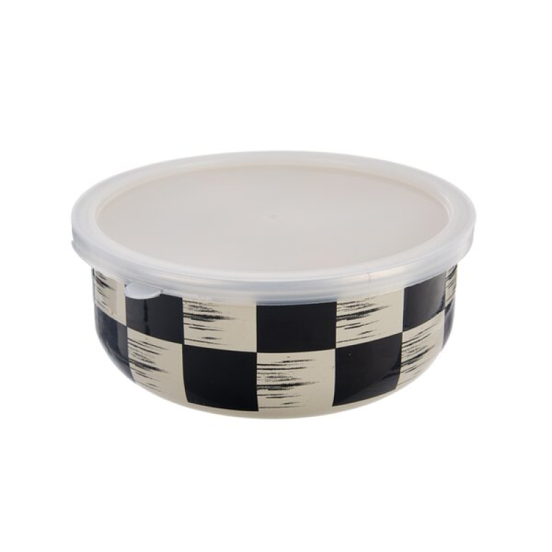 Miska smalt 15cm ŠACHOVNICE+UH víčko