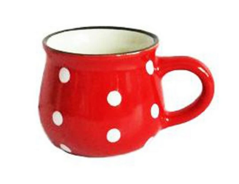Hrnek červený s puntíky 75ml
