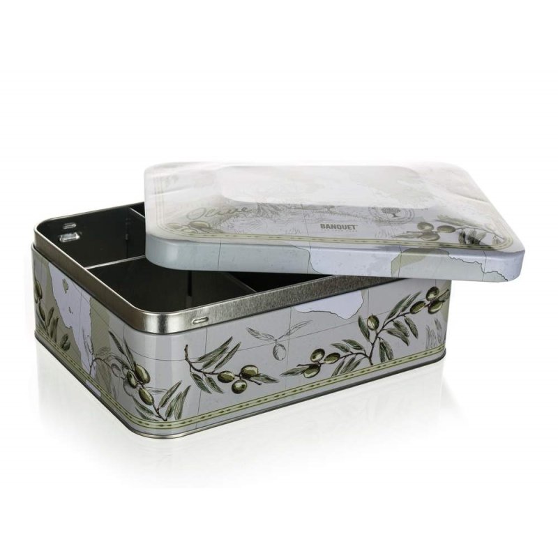 Plechovka na čaj.sáčky OLIVES 20x15,5x8cm