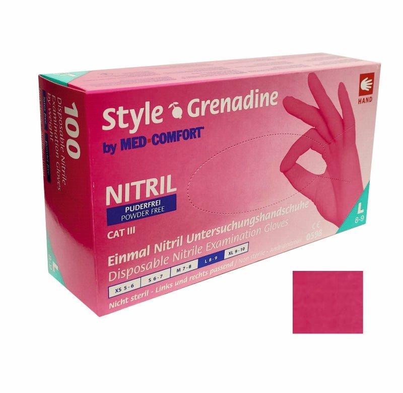 Rukavice nitril "L" 100ks růžové