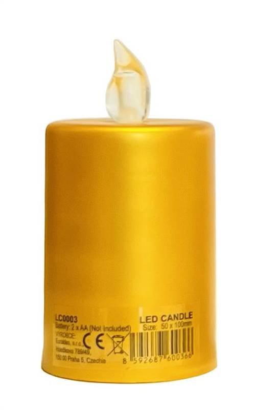 Eurakles LED LC0003 hřbitovní svíčka 2xAA zlatá