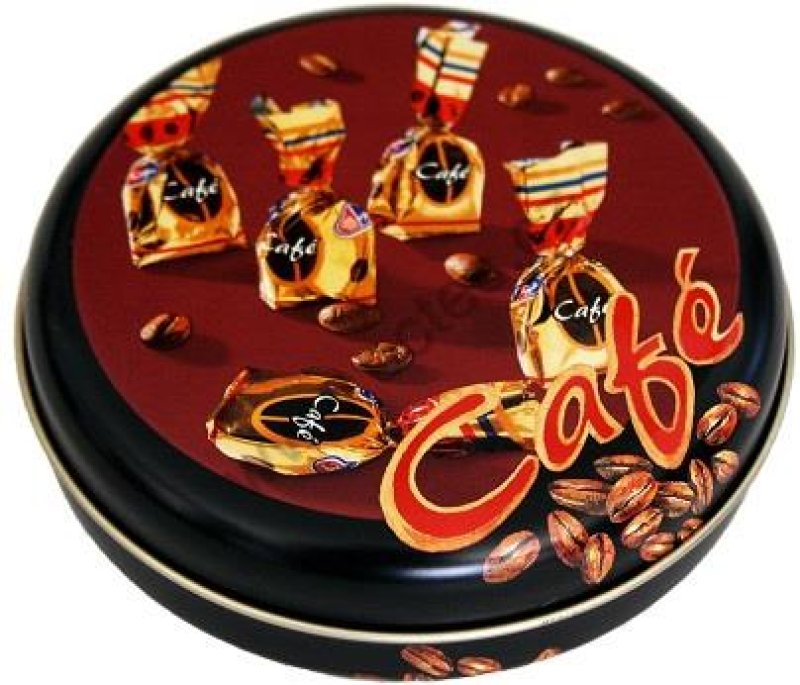 Plech.kulat.nízká bonbóny a kávová zrnka