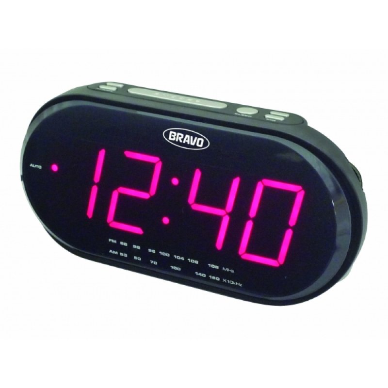 BRAVO B6011 radiobudík černý. červ. displ.