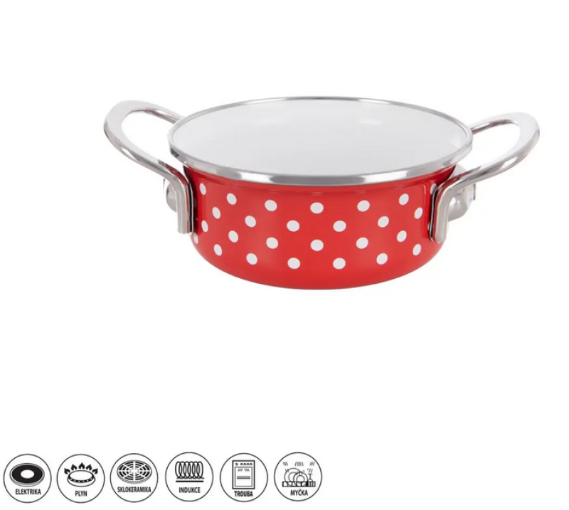 Kastrol smalt TEČKA lem 12cm