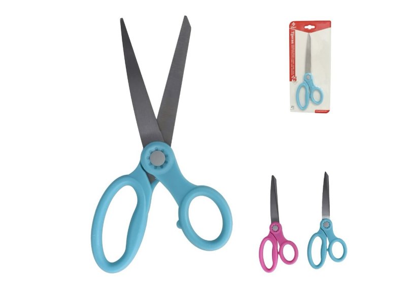Nůžky 21cm růžové/modré