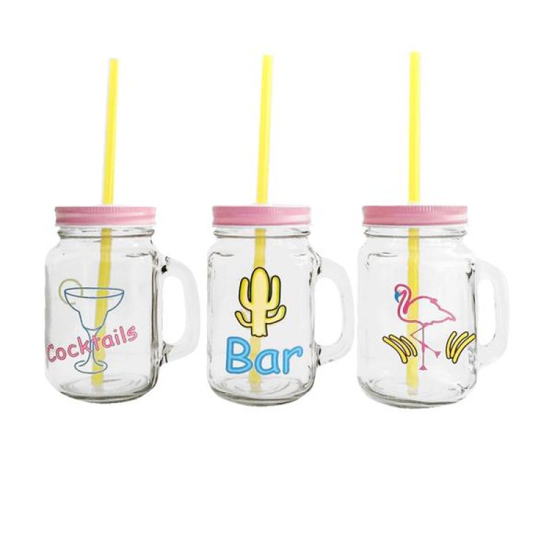 Sklenice se slámkou LÉTO 450ml