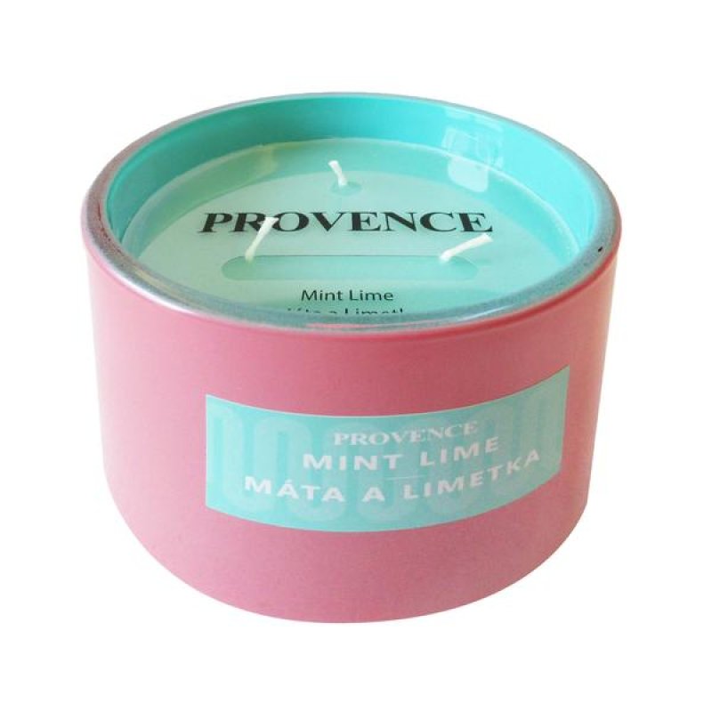 Svíčka ve skle 292g růžová/tyrkys