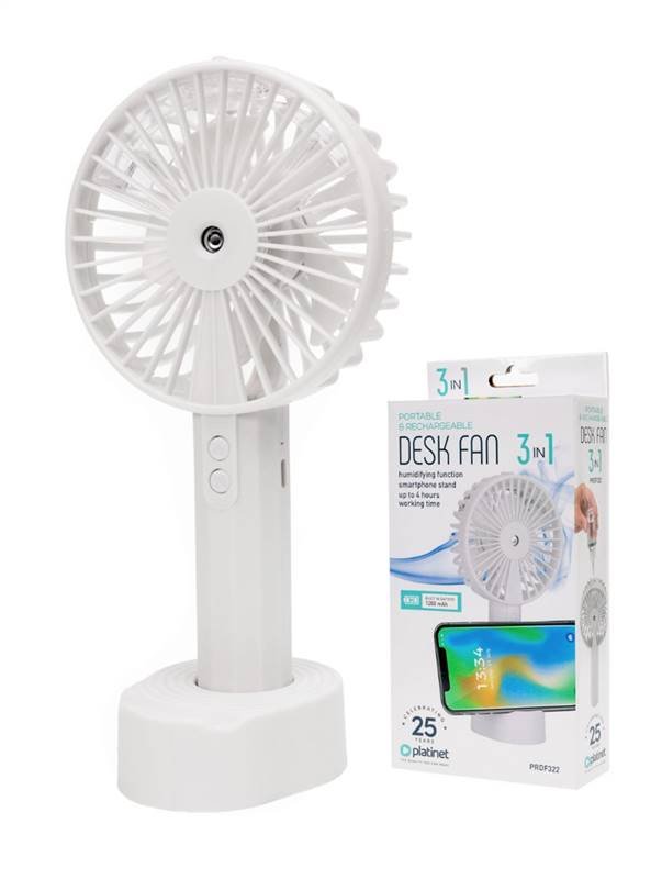 PLATINET PRDF322 ruční ventilátor 10,5cm nab. 3v1