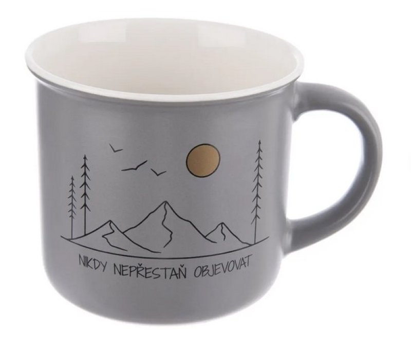Hrnek porc.CESTOVÁNÍ 0,4L šedá