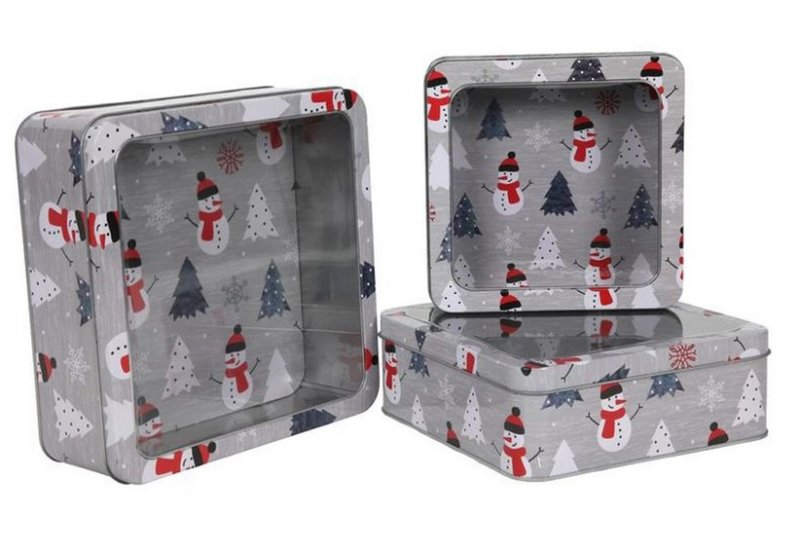 Dóza na cukroví 3ks vánoční šedá