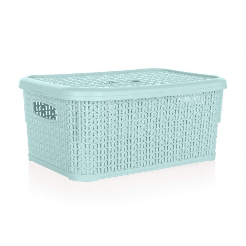 Košík plet.s víkem 6L mint