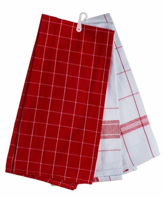 Utěrka bavlna 70x45cm 3ks LIRA červ.